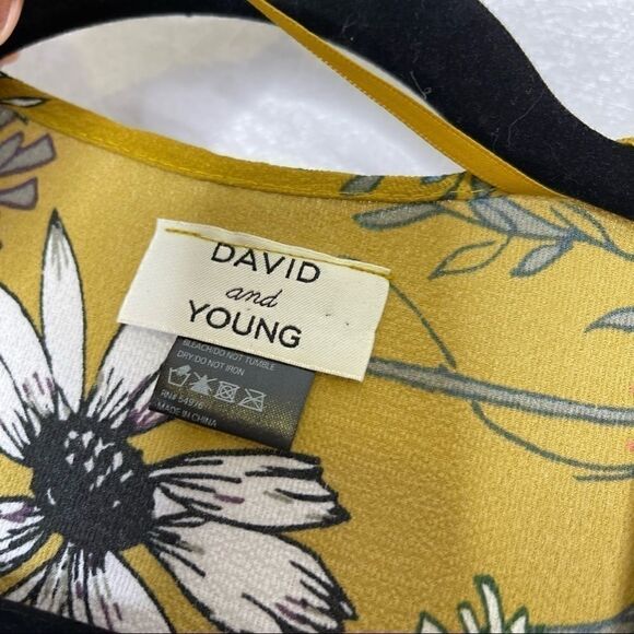 DAVID and Young Mustard Floral Print Kimono One Size - Picture 2 of 5
